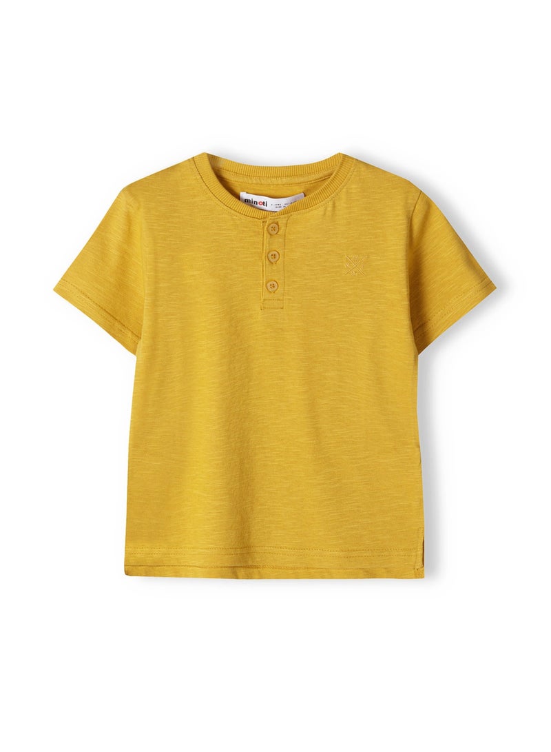 MINOTI Short Sleeve Henley T-Shirt with Button Neckline  - Image 1