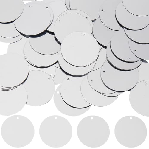 SUNNYCLUE 1 Box 80G Large Sequin Paillettes Silver Flat Round Sequins Bulk 30mm Plastic PVC Iridescent Applique Art Glitters Loose Hole Embellishment Sequin for Sewing Craft DIY Embroidery Ornament - Image 1