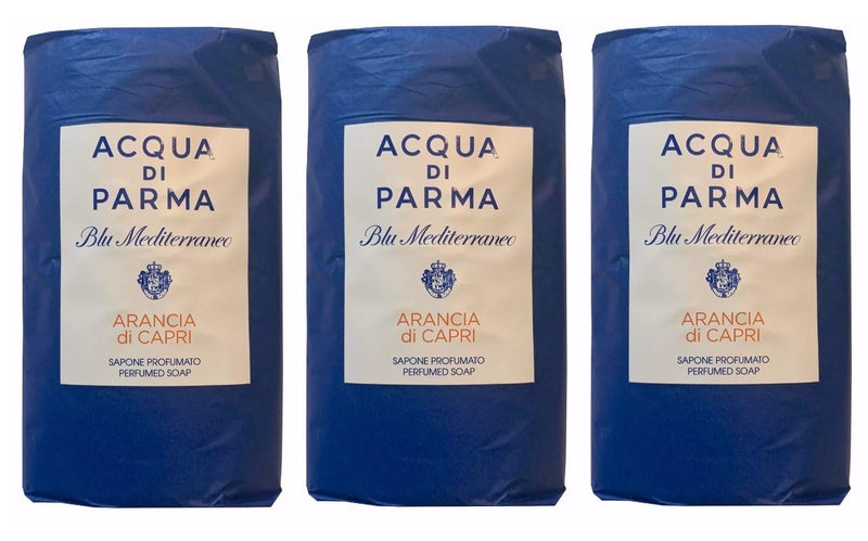 Acqua Di Parma Arancia Di Capri Blu Mediterraneo Wrapped Soaps 100 grams - Set of 3 - Image 1