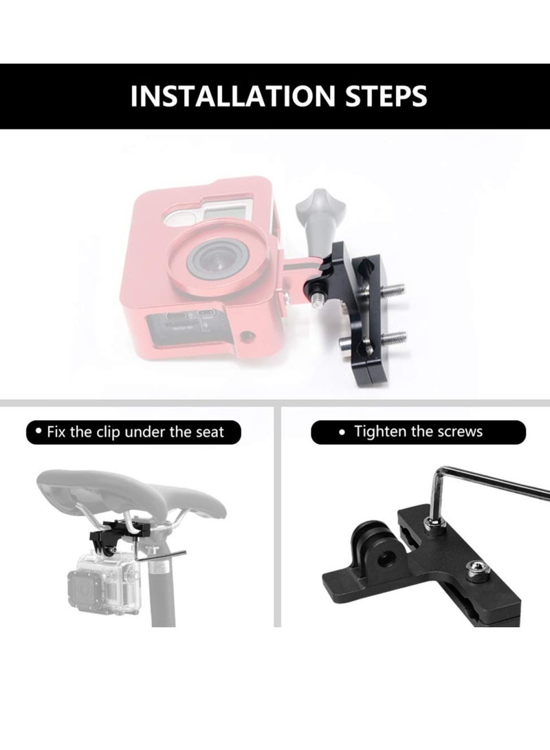 KASTWAVE Camera Bike Saddle,Sports Camera Accessories for GoPro Hero 10/ 9/ 8/ 7/ 6/ 5s/ 5/ 4s/ 4/ 3+, Campark, AKASO, DJI, OSMO, and Most Sports Cameras with Bike Seat Rail Mount Aluminum Clip - Image 4