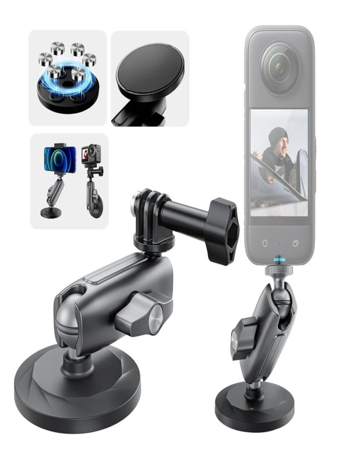 ELFOG Aluminum Alloy Magnetic Base Camera Mount for Go pro Hero,Action 4, Insta-360 ONE X3 X2, Mobile Phone(Mobile Holder Not Included) - Image 1