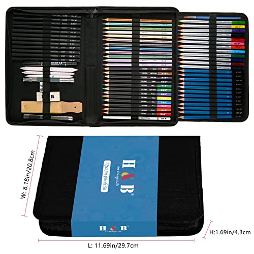HB H & B 72PCS Drawing Supplies Sketching Set,Art Kit include Drawing & Colored Pencils for Adults Artists Kids.Pro Art Sketch Supplies with Sketchpad,Watercolor & Metallic Pencils - Image 5