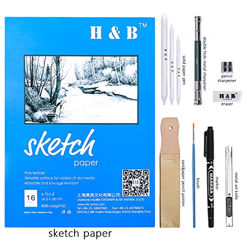 HB H & B 72PCS Drawing Supplies Sketching Set,Art Kit include Drawing & Colored Pencils for Adults Artists Kids.Pro Art Sketch Supplies with Sketchpad,Watercolor & Metallic Pencils - Image 4