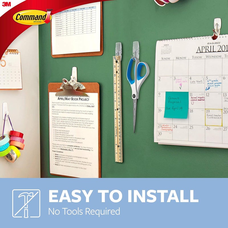 Command Medium Clear Wire Toggle Hooks,10 Wall Hooks and 12 Strips, Damage-Free Hanging with Adhesive, Great for Hanging Christmas Decorations, Holds up to 2 lb - Image 4