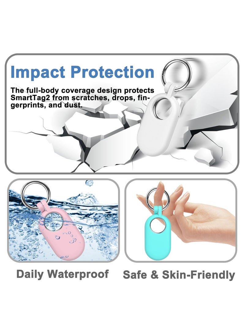 غطاء Ecosystem لجهاز Samsung Galaxy SmartTag 2 (2023) Tracker Locator Case Silicone Protective Case for Galaxy Smart Tag 2 Anti Lost Cover Shell (وردي) - Image 3