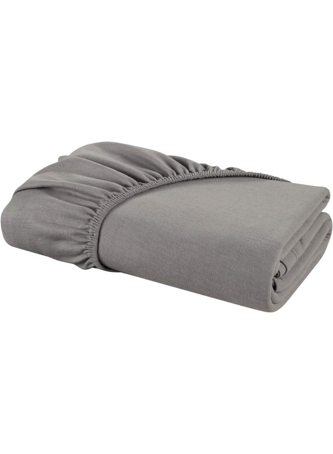 DELANNA DELANNA Jersey Knit Sheet Set Soft, Breathable, Cotton Rich T-Shirt Weave Full Grey  - Image 4