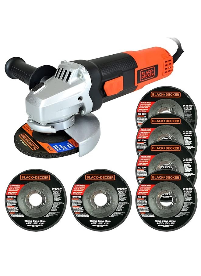 BLACK+DECKER - 820W 115Mm Small Angle Grinder For Metal Grinding And Cutting Orange/Black G720P B5 2 Years - Image 1