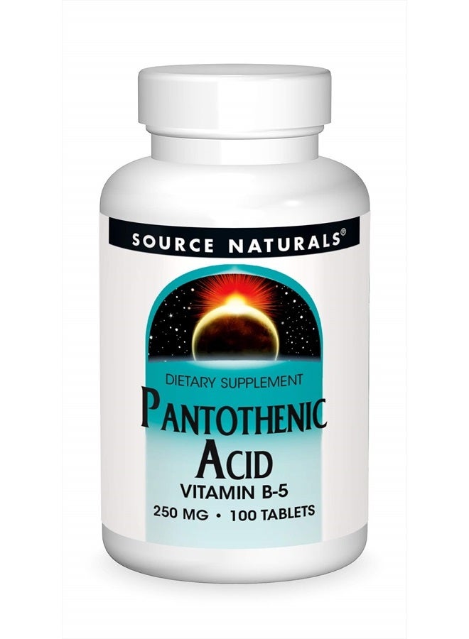 Source Naturals Pantothenic Acid 250 mg Vitamin B-5 Dietary Supplement - 100 Tablets - Image 1