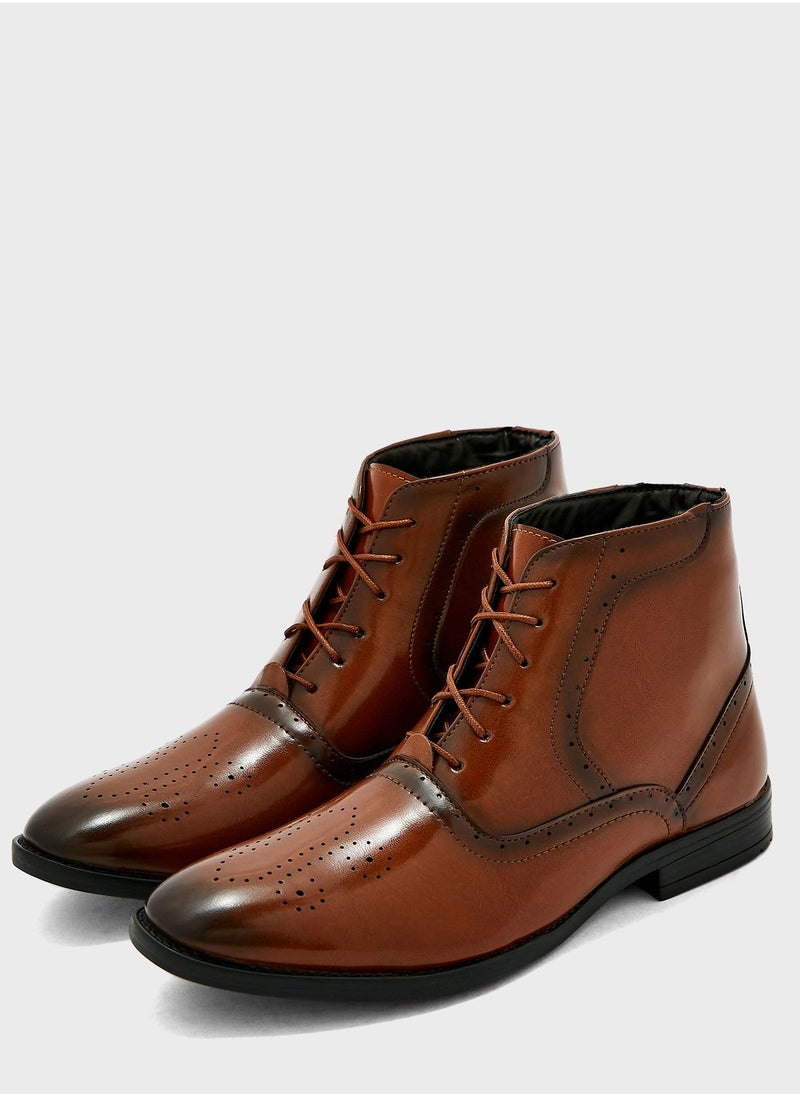 Robert Wood - Formal Brogue Details Oxford Boots - Image 1