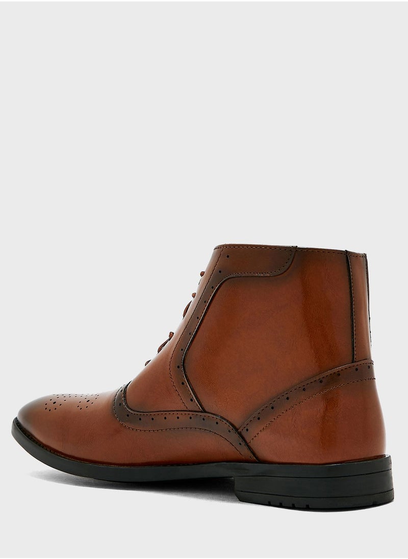 Robert Wood - Formal Brogue Details Oxford Boots - Image 1
