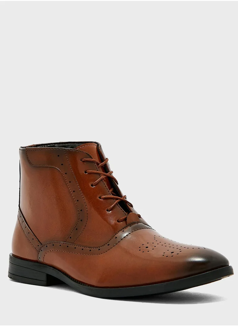 Robert Wood Formal Brogue Details Oxford Boots