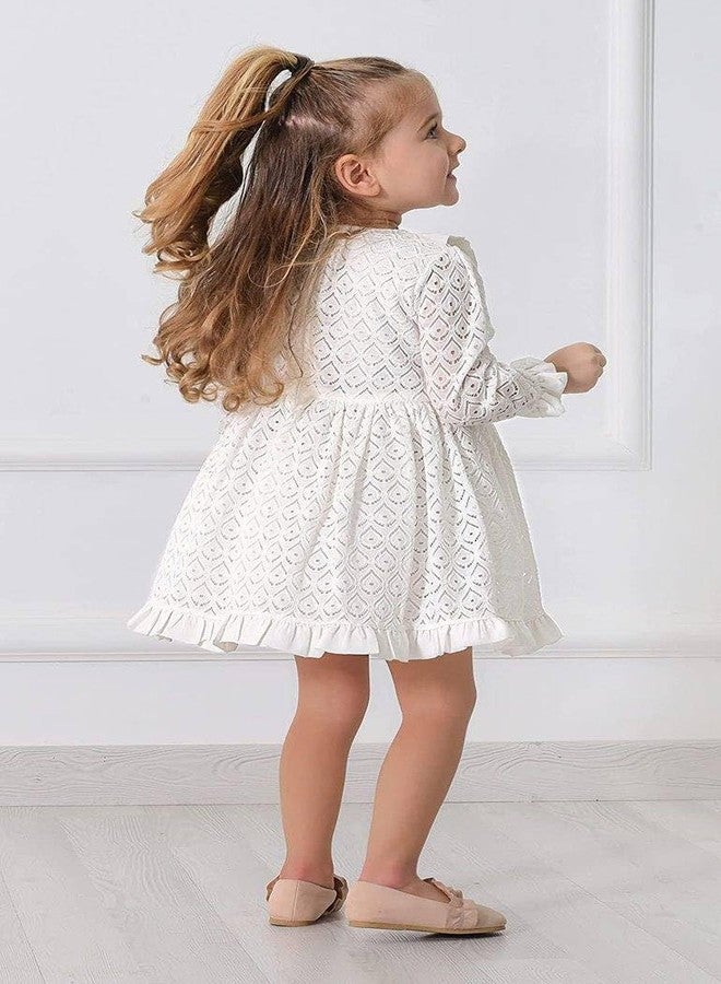 Lilax Girl Lace White Flower Girl Party Princess Boho Dress (12 Months, White) - Image 2