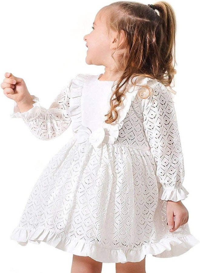 Lilax Girl Lace White Flower Girl Party Princess Boho Dress (12 Months, White) - Image 1