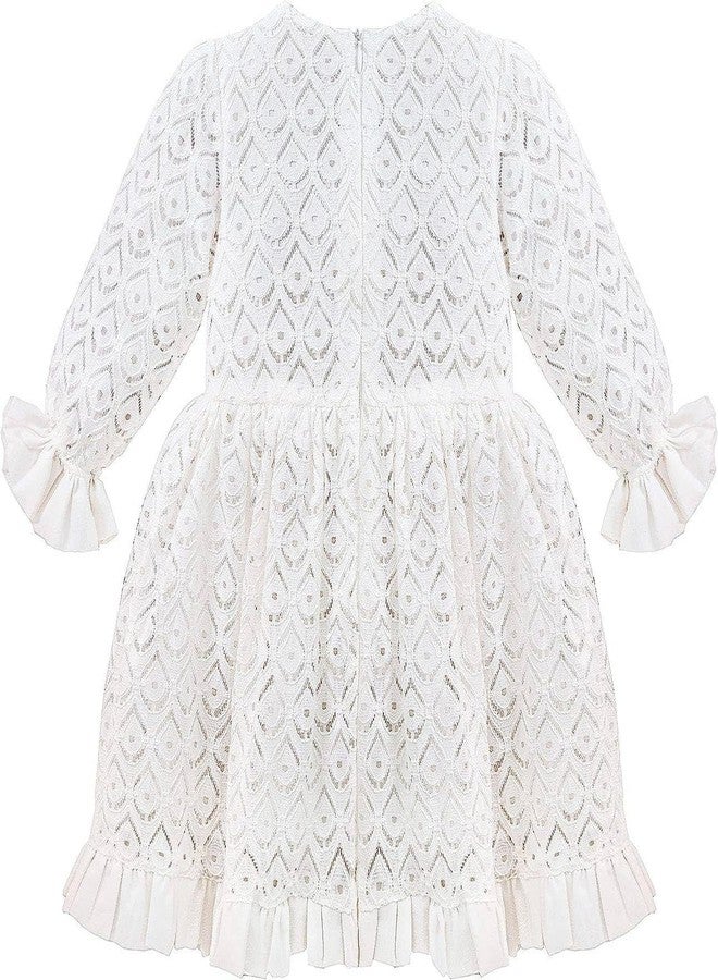Lilax Girl Lace White Flower Girl Party Princess Boho Dress (12 Months, White) - Image 4