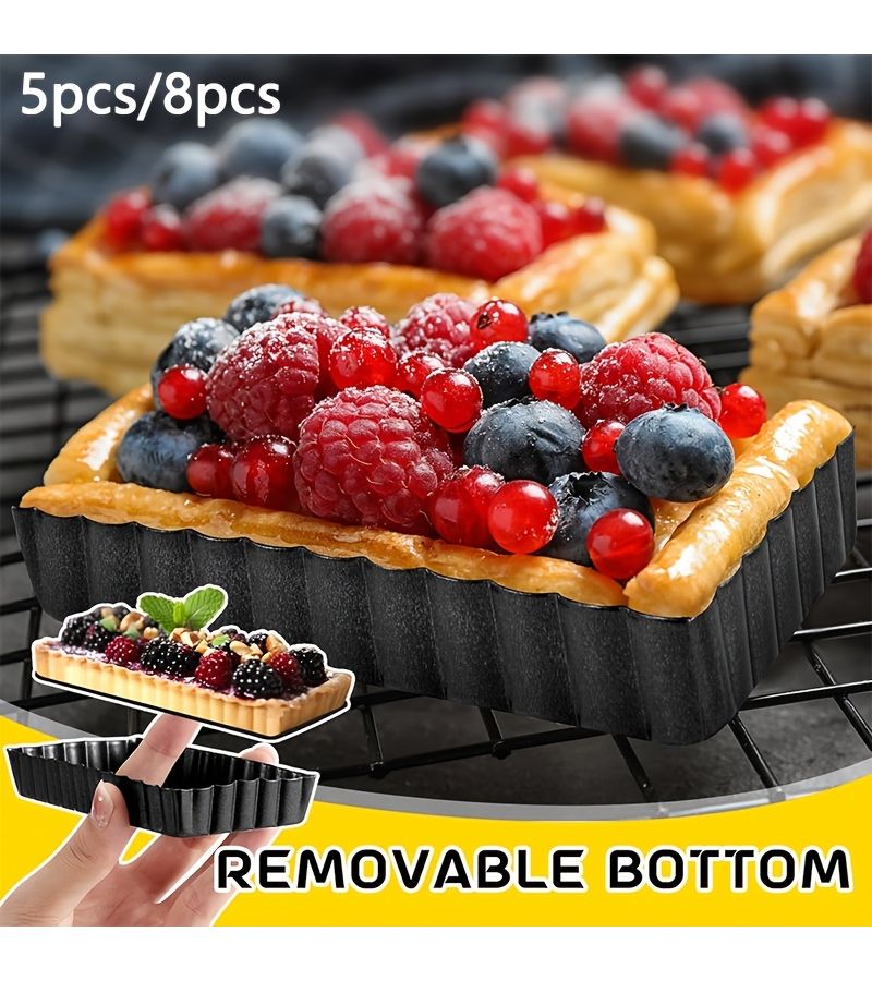 Mini Pie Baking Trays 5pcs Cake Molds Bottom Detachable Bread Pans - Image 1