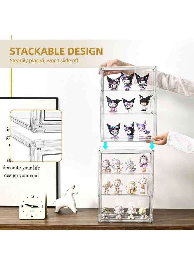 Uni HIMO 3 Tier Display Case for Collectibles,Clear Display Box with 2 Movable Plates ,Storage Container with Magnetic Door (Large 1 Pack) - Image 4