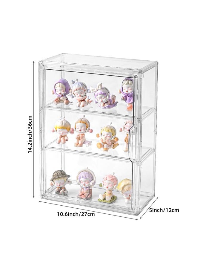 Uni HIMO 3 Tier Display Case for Collectibles,Clear Display Box with 2 Movable Plates ,Storage Container with Magnetic Door (Large 1 Pack) - Image 2