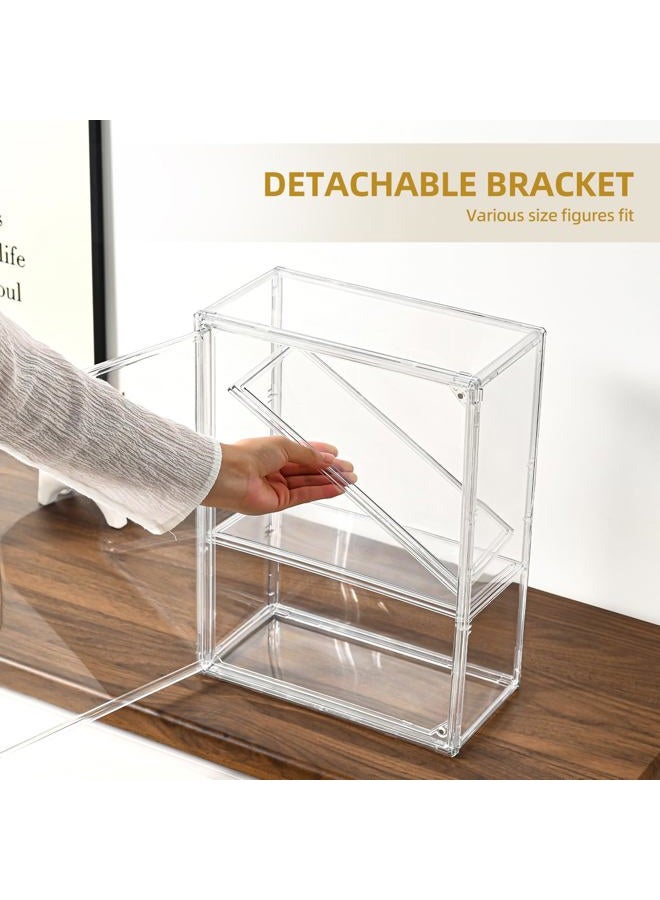 Uni HIMO 3 Tier Display Case for Collectibles,Clear Display Box with 2 Movable Plates ,Storage Container with Magnetic Door (Large 1 Pack) - Image 5