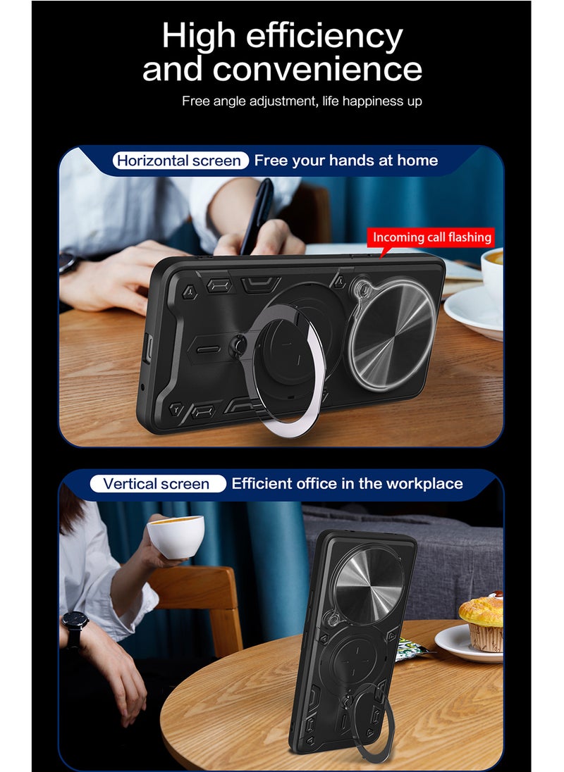 Generic Case for Xiaomi Redmi 14C 4G / Poco C75 with Sliding Camera Cover, Kickstand, PC+TPU Dual-Layer,Black  - Image 4
