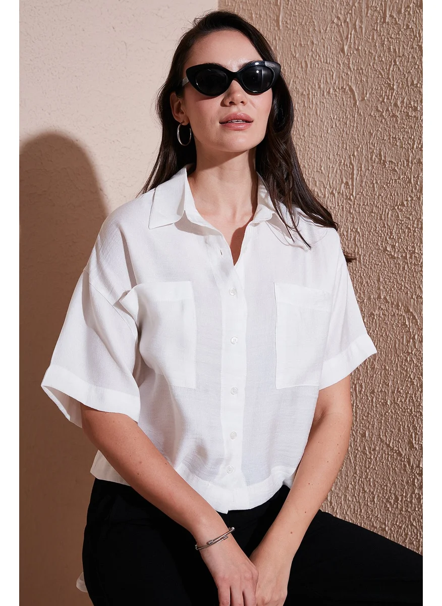 Lela Regular Fit Pocket Detail Short Sleeve Shirt Women's Shirt 6778568