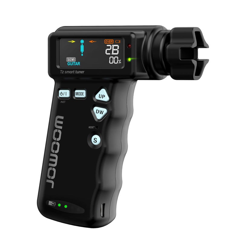 JOWOOM T2 Smart Automatic Guitar Ukulele Tuner Fast Acoustic Guitars AutoTuner With 180RPM Electric String Winder Safe Professional Grade Tuner For Ukuleles USB Rechargeable Battery Black - Image 2
