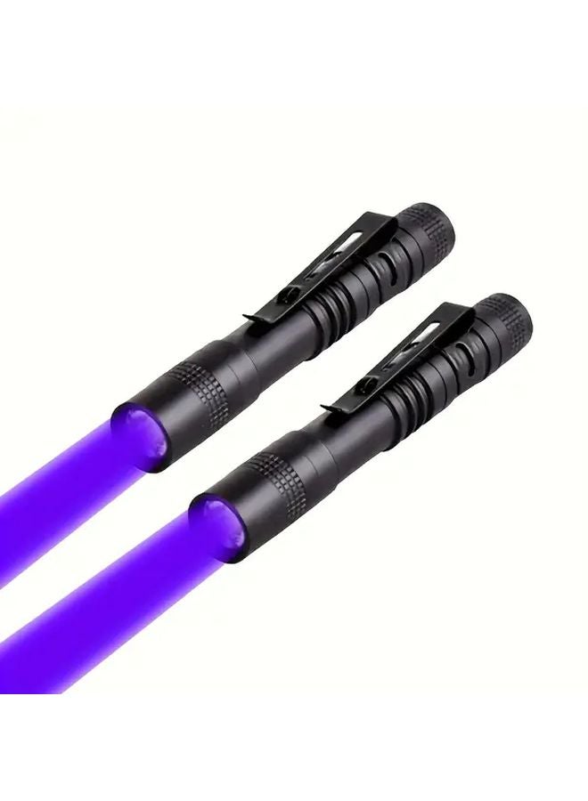 2pcs 395nm UV Black Light Flashlight For Coin Verification Hotel Inspection Dry Stain Detection - Image 1