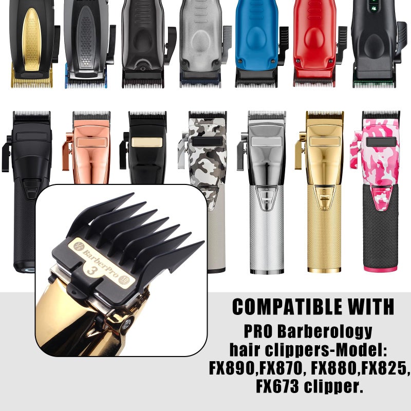 COSYONALL Clipper Replacement Guards for BabylissPRO Clippers Barberology FX870, FX880, FX825, and FX673 Clippersï¼ŒCutting Lengths 1/16â€-3/4 â€,Black 8 Pack - Image 2