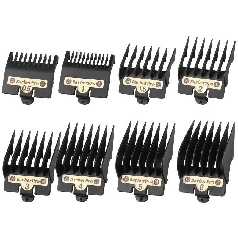 COSYONALL Clipper Replacement Guards for BabylissPRO Clippers Barberology FX870, FX880, FX825, and FX673 Clippersï¼ŒCutting Lengths 1/16â€-3/4 â€,Black 8 Pack - Image 1
