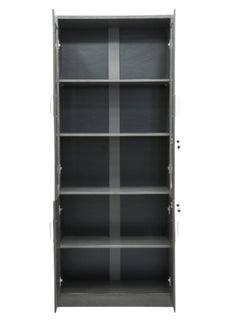 ALWASIT HOME Modern 4 Door Wooden File CABINET and Bookshelf Glass Coffee Grey Color  - Image 2
