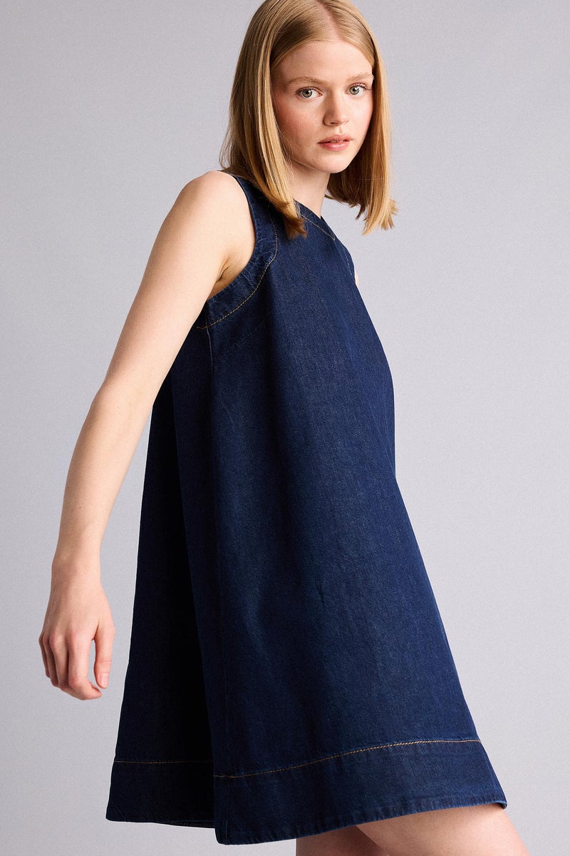 DeFacto Blue Woman Fashion Fit Soft Denim Dress Casual - Image 2