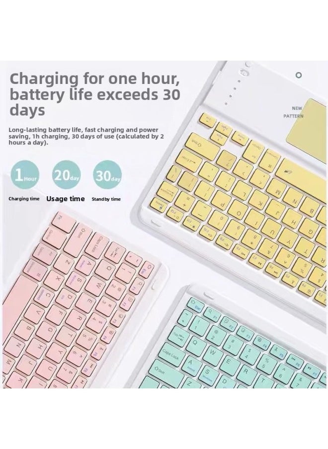 Generic - Batch For IPad10.2 Touch Bluetooth Keyboard Protective Case Air5 Pen Slot Leather Case Pro11 Tablet Case 9 Generation-Color:Sky Cloud Blue + Trackpad Keyboard + Bluetooth Mouse-Applicable Model:2020/2018 Ipadpro11 - Image 1