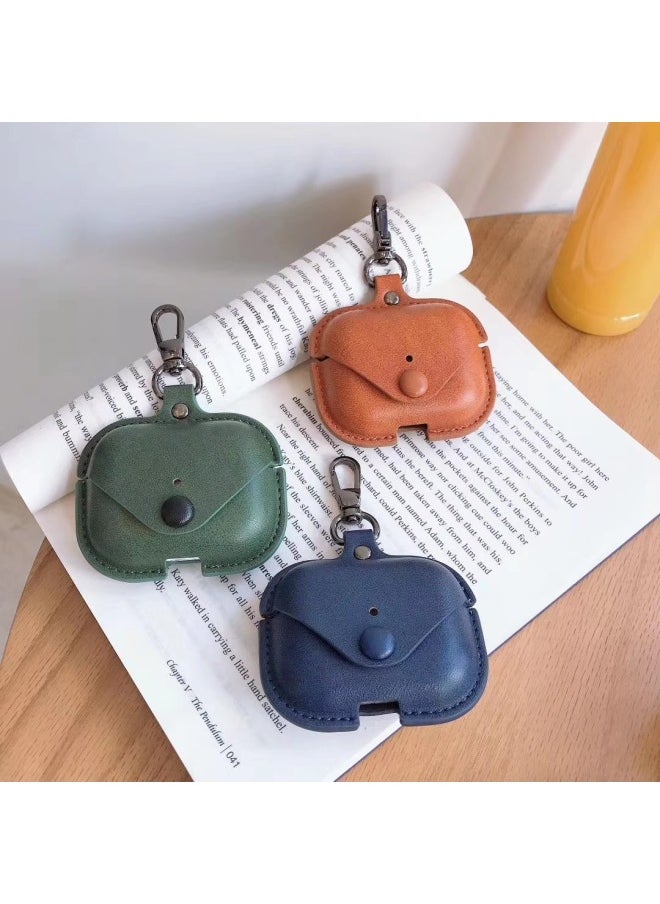 Generic - Leather Flip Cover Protective Case For Apple Airpods PRO2 1/2/3 Business Style Headphone Bag Compatible With 4th Gen For Apple Earphones-Color:dark Green-Applicable Model:Airpods3 Generation - Image 1