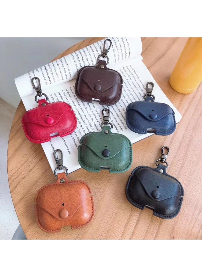 Generic - Leather Flip Cover Protective Case For Apple Airpods PRO2 1/2/3 Business Style Headphone Bag Compatible With 4th Gen For Apple Earphones-Color:dark Green-Applicable Model:Airpods3 Generation - Image 1