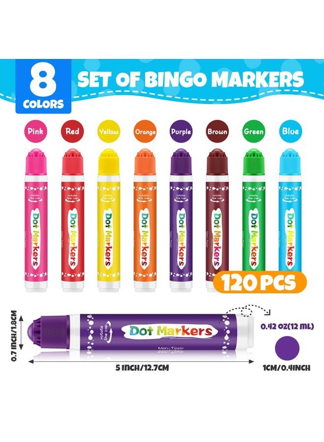 FUMILE 120 Pcs Dot Markers in 8 Colors.Bingo Daubers Bulk for Toddlers,Washable Bingo Markers,Bingo Supplies,Dot Paint for Painting Supplies Drawing Coloring and Art Crafts - Image 2