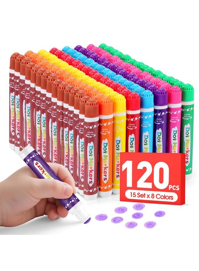 FUMILE 120 Pcs Dot Markers in 8 Colors.Bingo Daubers Bulk for Toddlers,Washable Bingo Markers,Bingo Supplies,Dot Paint for Painting Supplies Drawing Coloring and Art Crafts - Image 1