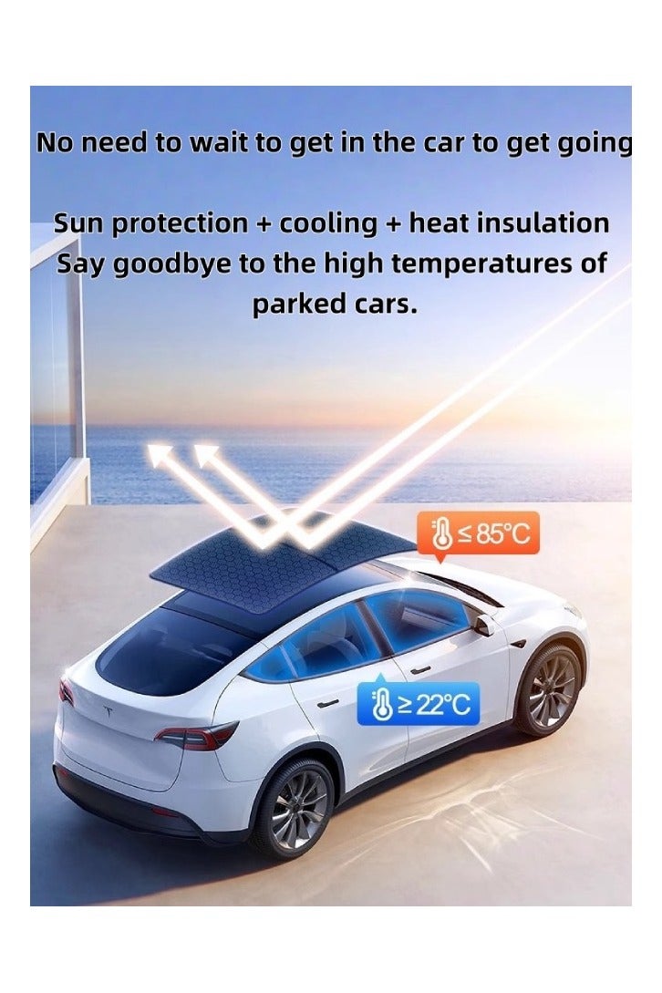 Lesha Tesla 3 Accessories Heat Insulation Foldable Glass Sunroof Cover for Model 3  2023-2025, 2PCS,2023-2025  Tesla Model 3 New Sunshade Roof [No Gaps, No-Sagging] - Image 4