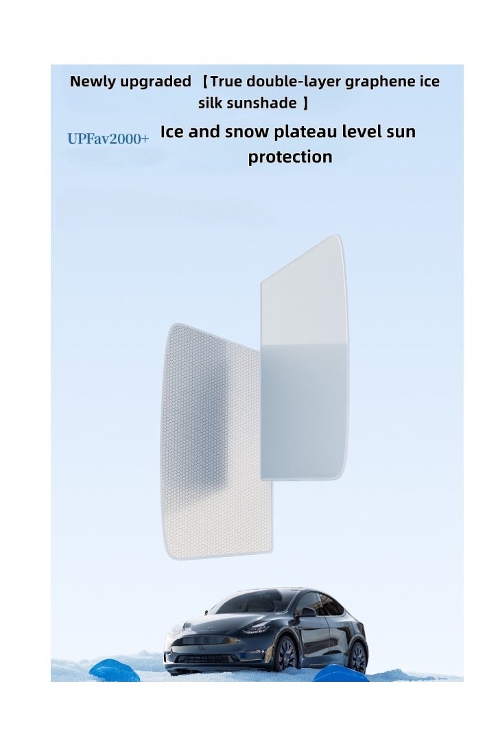Lesha Tesla 3 Accessories Heat Insulation Foldable Glass Sunroof Cover for Model 3  2023-2025, 2PCS,2023-2025  Tesla Model 3 New Sunshade Roof [No Gaps, No-Sagging] - Image 5