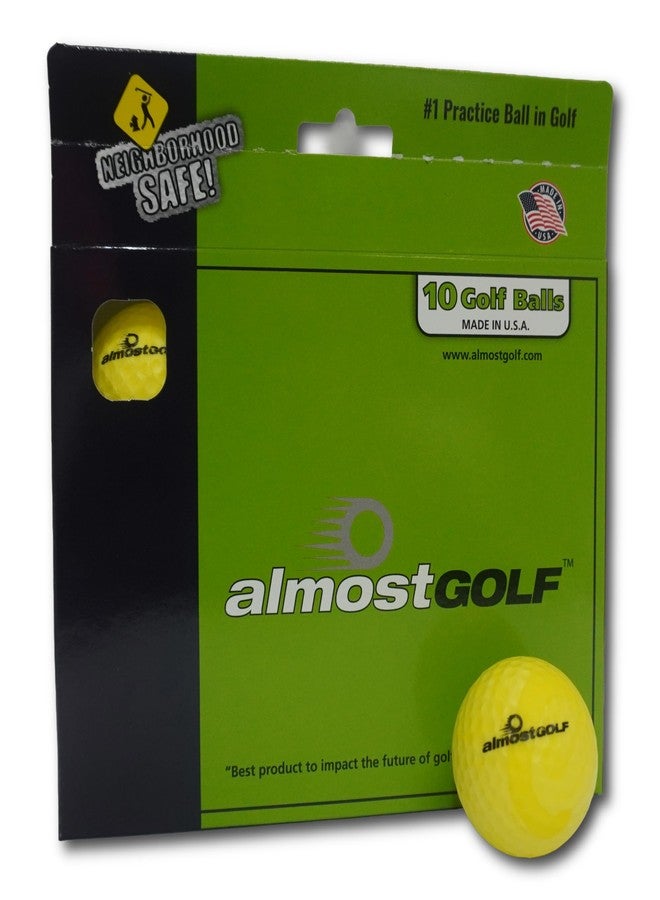 Almost Best Practice Golf Balls on The Planet. Perfect for Golf Training. Solid Contact for Great Feedback. Limited Flight for Backyard use. Safe for Indoors. by AlmostGolf (10 Pack Yellow) - Image 1