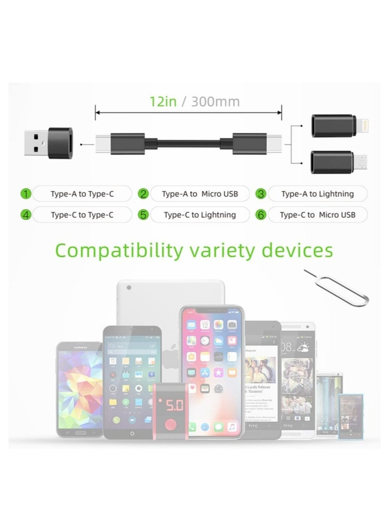 ELTRAZONE صندوق تخزين بطاقة المحول الذكي، بطاقة كابل البيانات، مجموعة كابلات شحن USB-C/USB-A/Micro-USB/Lightning المحمولة والمدمجة، متوافقة مع آيفون، سامسونج، والكاميرات الرقمية - Image 2