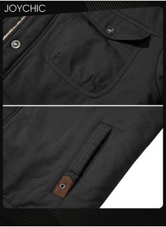 NIBEMINENT New Style Men Casual Jackets Autumn and Winter Cotton Warm Windproof Outwear Black  - Image 4