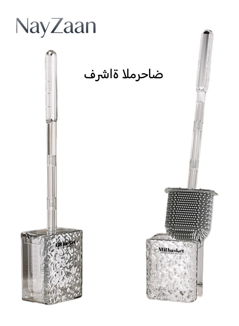 نايزان فرشاة مرحاض منزلية مثبتة على الحائط، رأس فرشاة مرحاض ناعم بشعيرات سيليكون، تصميم مدمج لسهولة التخزين والتنظيم (1 قطعة، لون شفاف) - Image 1