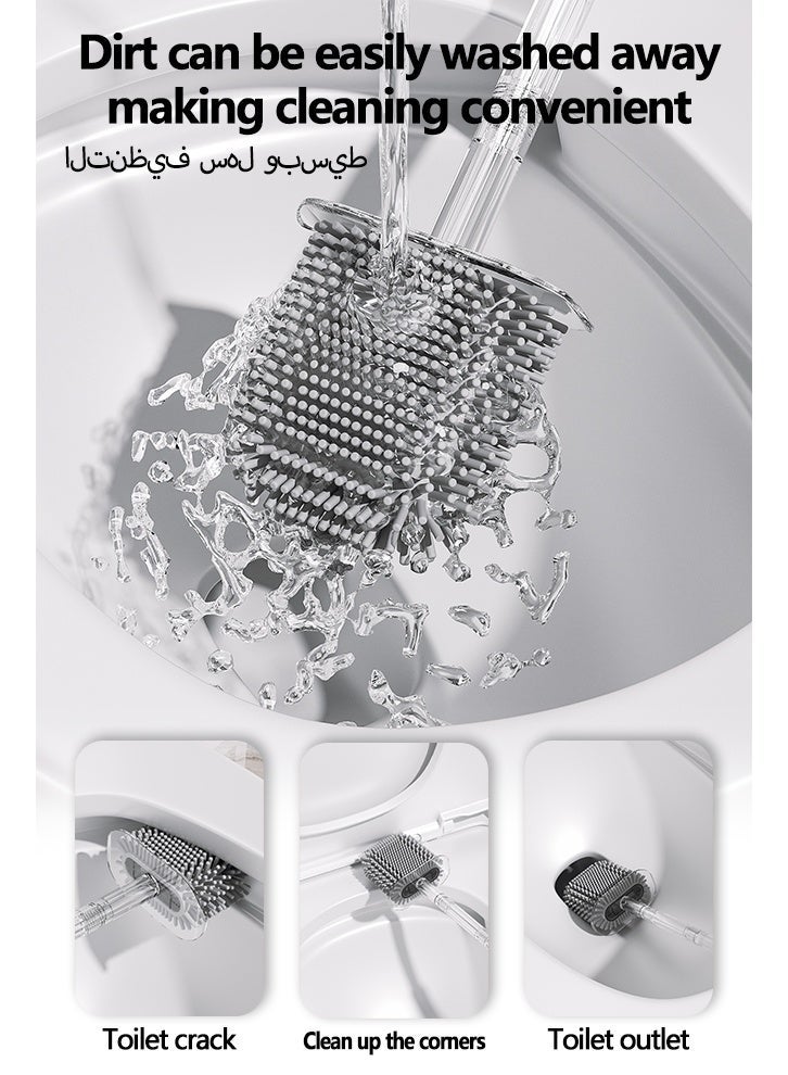 نايزان فرشاة مرحاض منزلية مثبتة على الحائط، رأس فرشاة مرحاض ناعم بشعيرات سيليكون، تصميم مدمج لسهولة التخزين والتنظيم (1 قطعة، لون شفاف) - Image 4