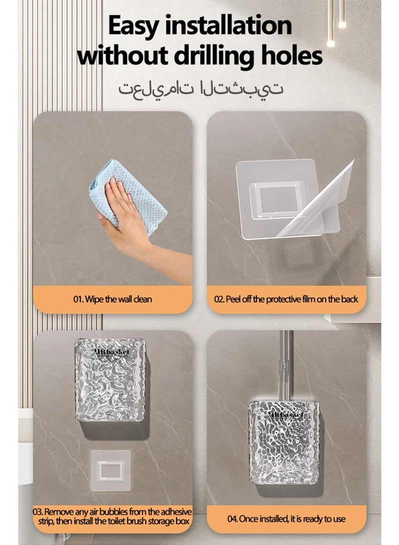 نايزان فرشاة مرحاض منزلية مثبتة على الحائط، رأس فرشاة مرحاض ناعم بشعيرات سيليكون، تصميم مدمج لسهولة التخزين والتنظيم (1 قطعة، لون شفاف) - Image 5