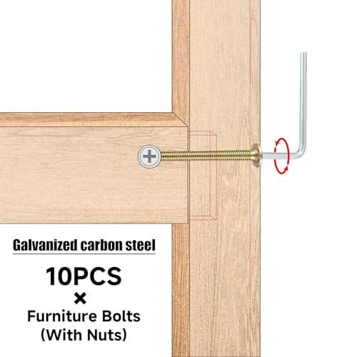 Kodrily M6 x 100mm Bunk Bed Bolts, 10 Pack Bunk Bed Hardware Replacement Kit, Hex Socket Bed Bolts for Wooden Bed, Carbon Steel Headboard Screws for Bed Frame, Chair Spare Connector Parts - Image 3