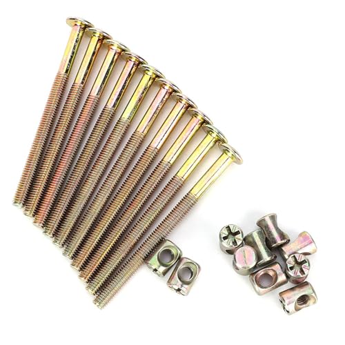 Kodrily M6 x 100mm Bunk Bed Bolts, 10 Pack Bunk Bed Hardware Replacement Kit, Hex Socket Bed Bolts for Wooden Bed, Carbon Steel Headboard Screws for Bed Frame, Chair Spare Connector Parts - Image 1