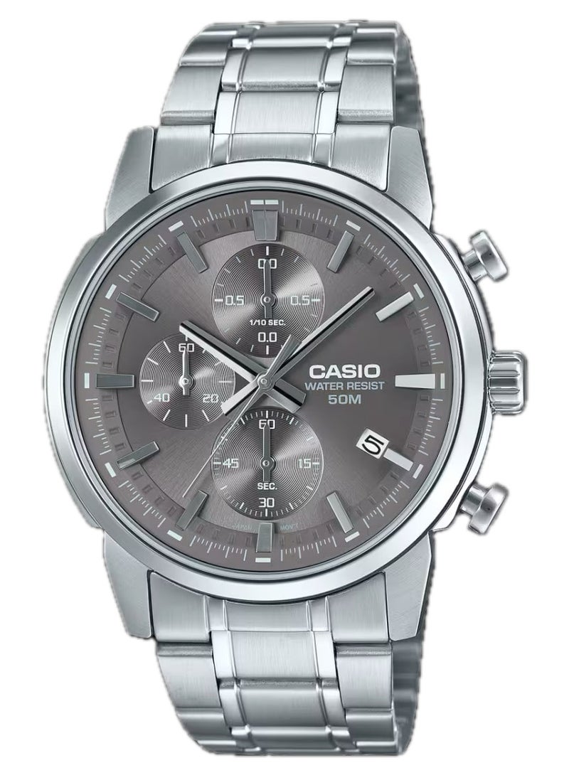 CASIO Mens Grey Dial Silver Band Watch MTP-E510D-8AVDF - Image 1