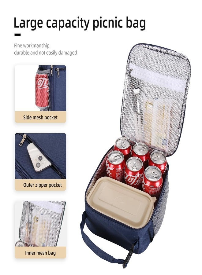 Lovoeo Lunch box Lunch bag for men women Insulated Lunchbox Lunch bags for Work Picnic Travel (Navy blue) - Image 4