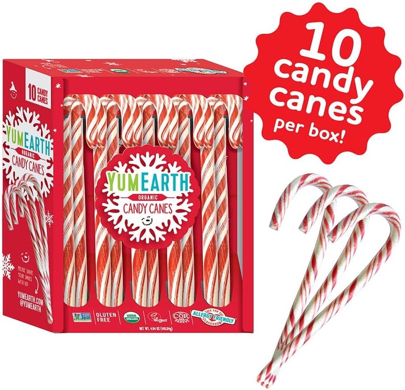 YumEarth Organic Candy Canes - Individually Wrapped Full Size Peppermint Candy Canes - Allergy Friendly, Non GMO, Gluten Free, Vegan - 10 Count (Pack of 1) - Image 3