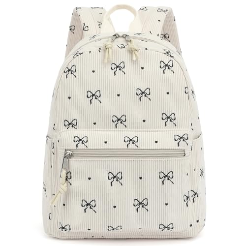 Dezcrab Corduroy Mini Backpack Purse Fashion Small Backpack Casual Daypack for Women Girls School Travel Bow Tie - Image 1