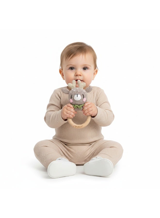 Bambimici Deer Rattle Handmade Crochet Teether - Image 1